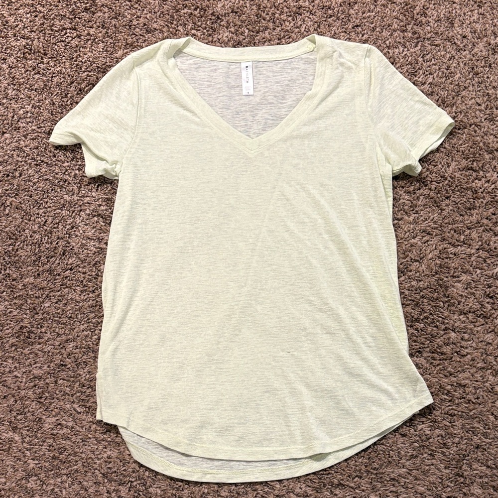 Athleta Light acid yellow V-Neck Short Sleeve Tee
